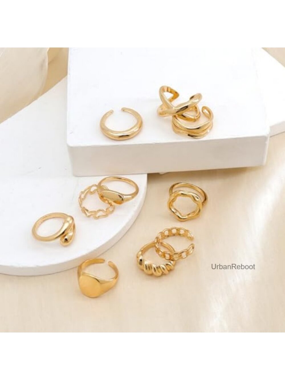 Stackable Knuckle Rings Set for Women, Open Adjustable Midi Rings, Gold Plated - Picture 5 of 6